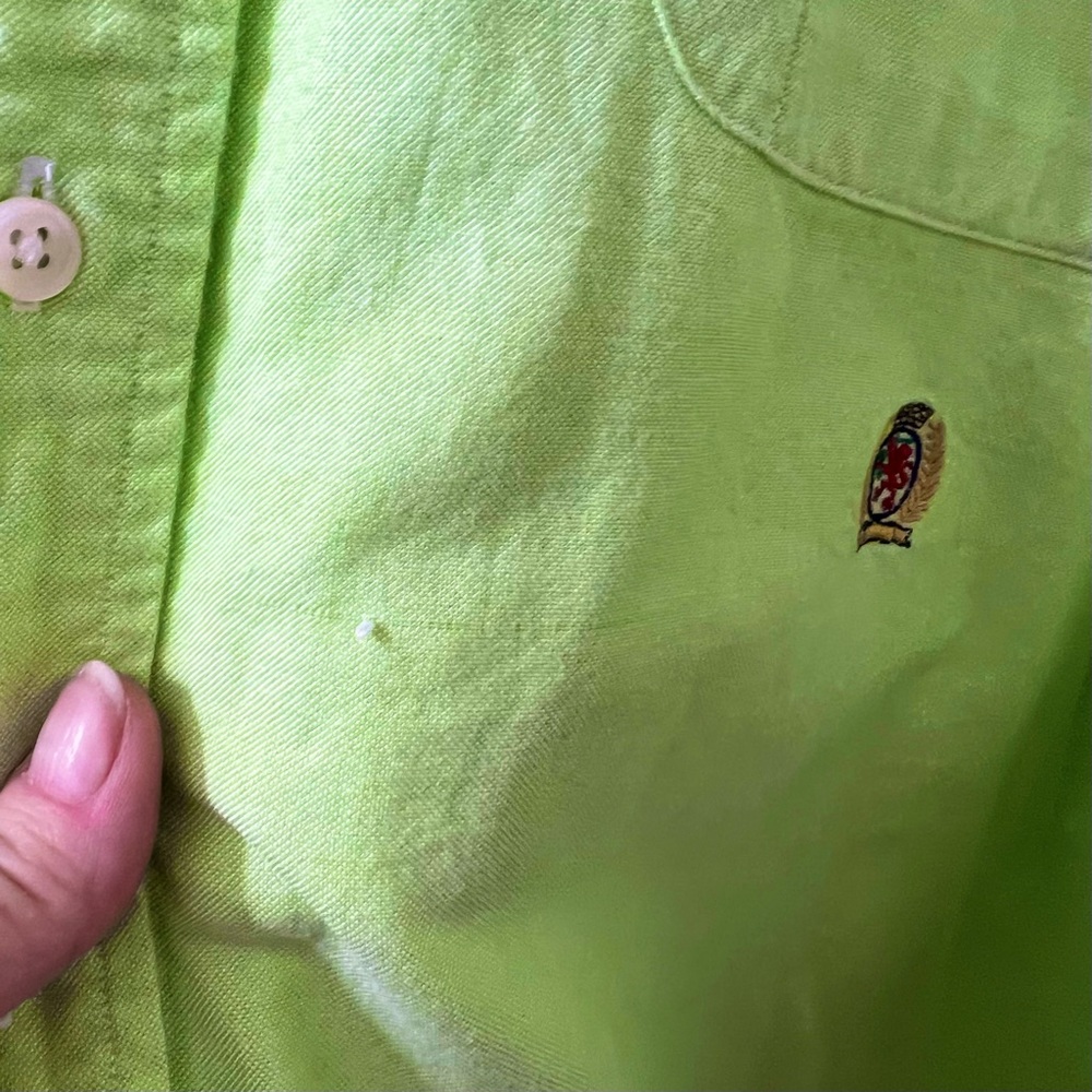 🍍Vintage Early 80’s Tommy Hilfiger Long Sleeve 
Button Down Sz. L Lime Green🍍 - Picture 8 of 10